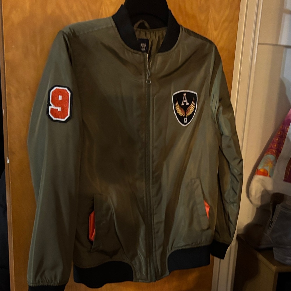 Route 66 Kids Olive Green Bomber Jacket with Patches